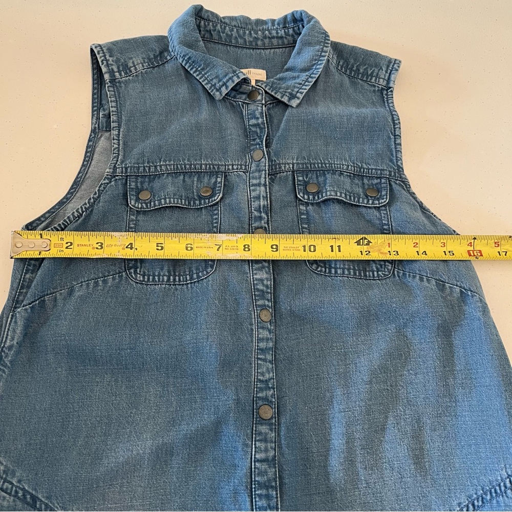 J. Jill Chambray Denim Sleeveless Midi Dress Tencel Lyocell Linen Blue Size XS - Picture 10 of 10
